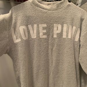 VS PINK gray Cree neck sweatshirt